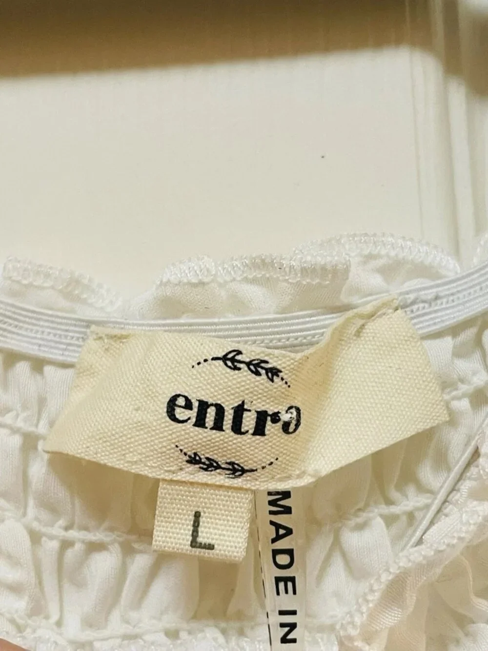ENTRO White Tiered Off the Shoulder Midi Dress Sz L